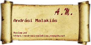 Andrási Malakiás névjegykártya