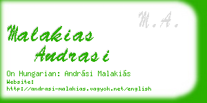 malakias andrasi business card